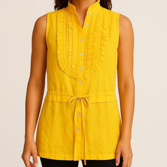 NWT Sandro Sportswear sz large linen blend button down Top - Picture 1 of 3